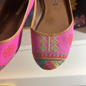 Cynthia Vincent Pink and Green Patterned Flats Size 9.5